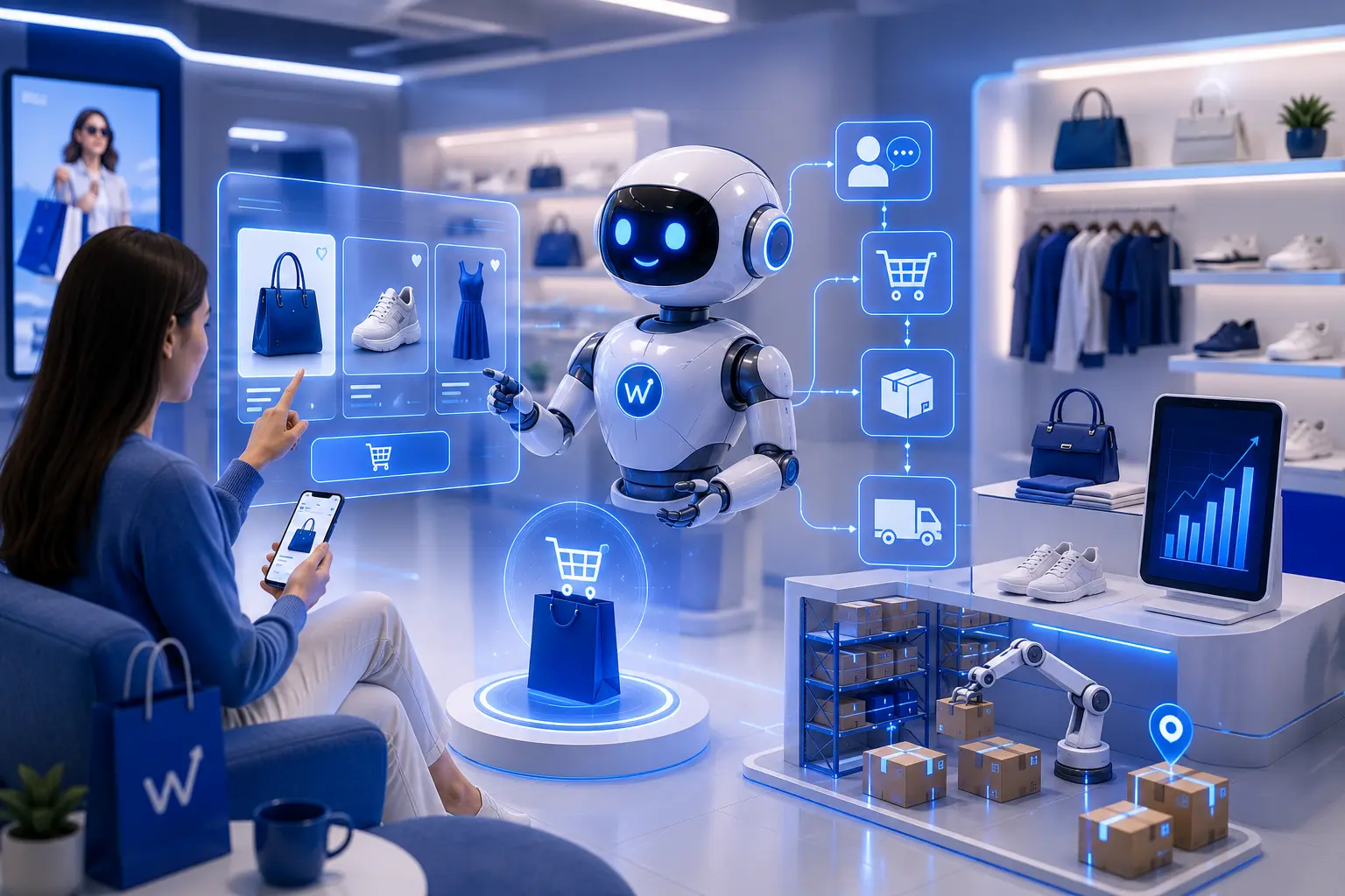 A customer browsing an AI-powered retail shopping assistant
